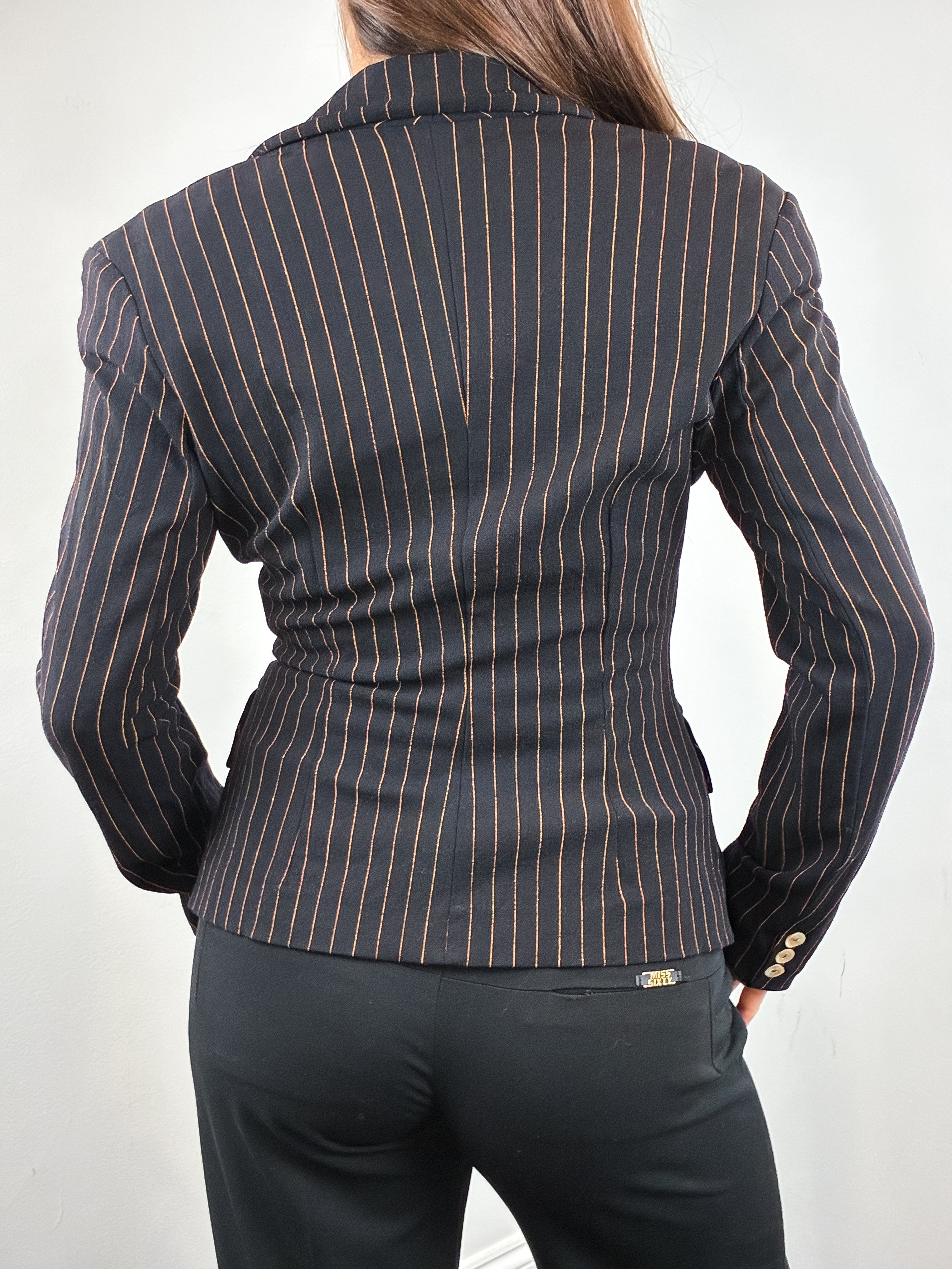 Plein Sud 2000s Black Pinstripe Tailored Blazer - S/M