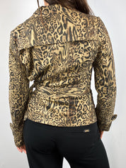 2000s Leopard Print Belted Jacket - S/M