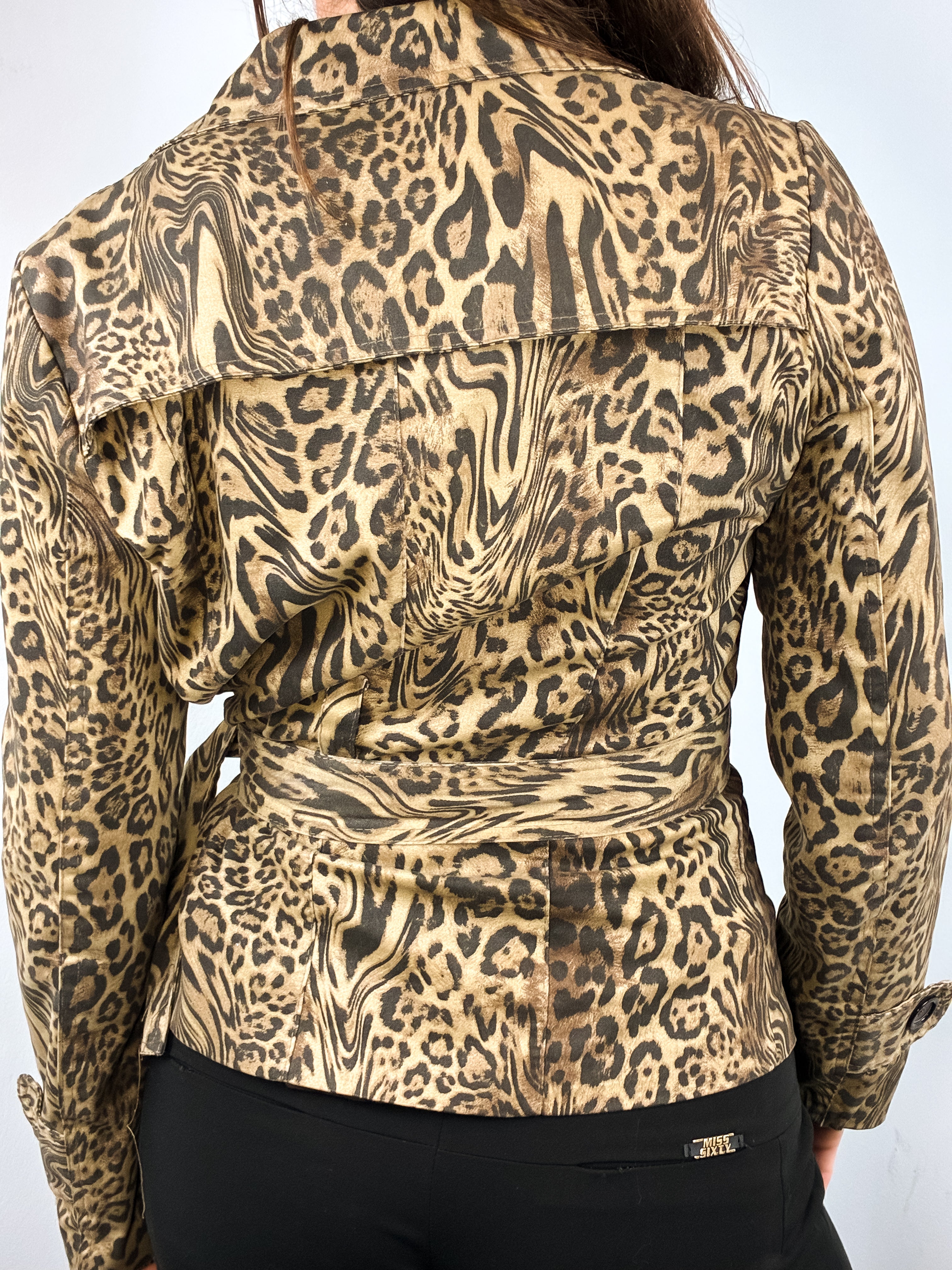 2000s Leopard Print Belted Jacket - S/M