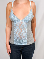D&G Dolce & Gabbana 2000s Grey & Blue Lace Cami Top - M/L