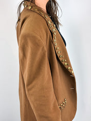 Alberta 1980s Gold Studded Tobacco Brown Blazer - M/L