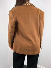 Alberta 1980s Gold Studded Tobacco Brown Blazer - M/L