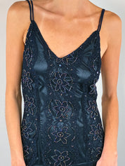 Fioretti 2000s Navy Beaded Lace Fishtail Midi Dress - XS/S