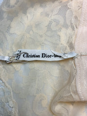 Christian Dior 1990s Cream Lace Applique Slip Dress - S/M