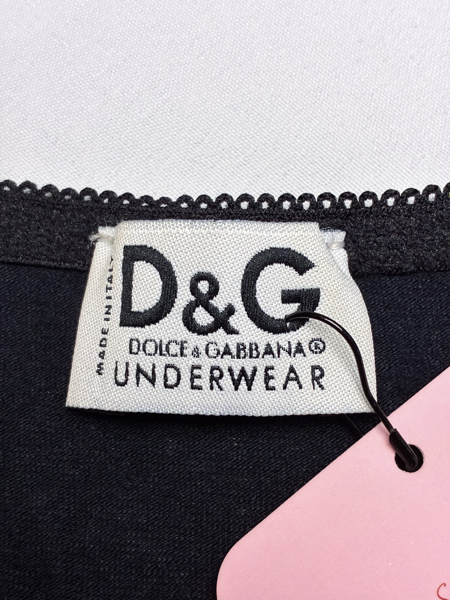 D&G Dolce & Gabbana 2000s Black Lace-Up Pink Ribbon Tank - S/M