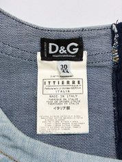 D&G Dolce & Gabbana 2000s Denim Two-Tone Colorblock Mini Dress - S/M