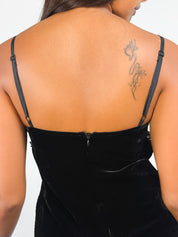 Germano Zama 2000s Black Velvet & Chiffon Ruffle Mini Dress - XS/S