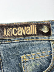 Just Cavalli 2000s Hand-Painted Green Floral Bootcut Jeans - W30