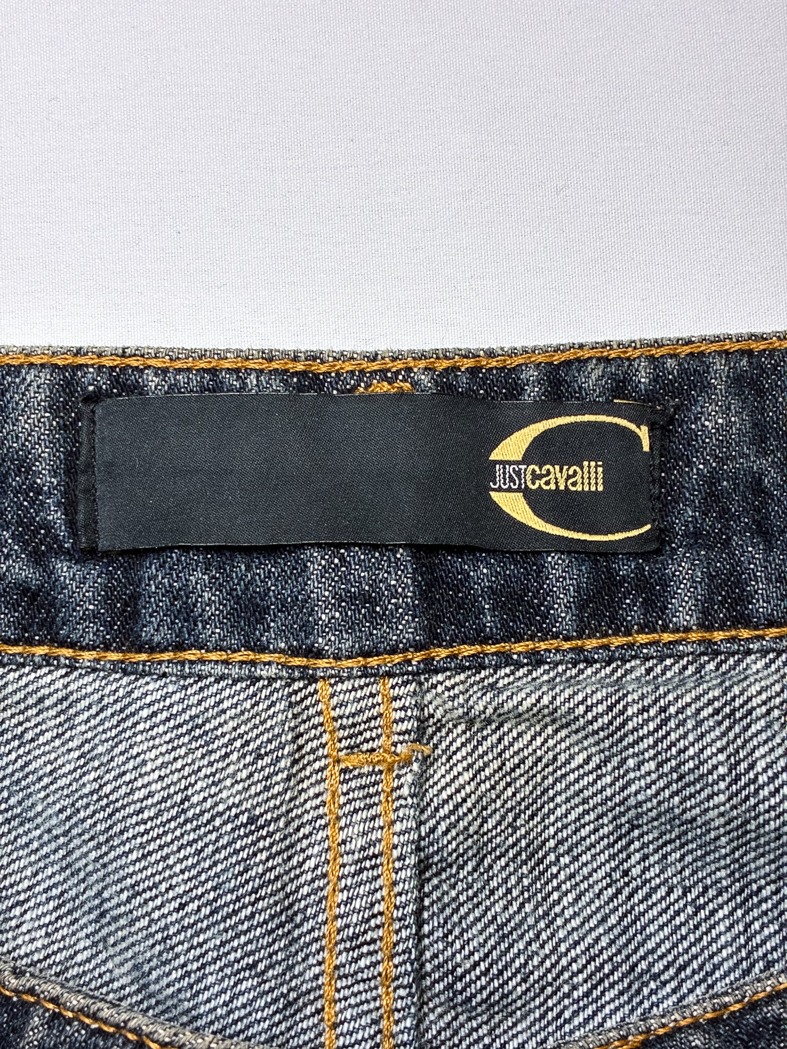 Just Cavalli 2000s Hand-Painted Green Floral Bootcut Jeans - W30