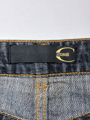 Just Cavalli 2000s Hand-Painted Green Floral Bootcut Jeans - W30