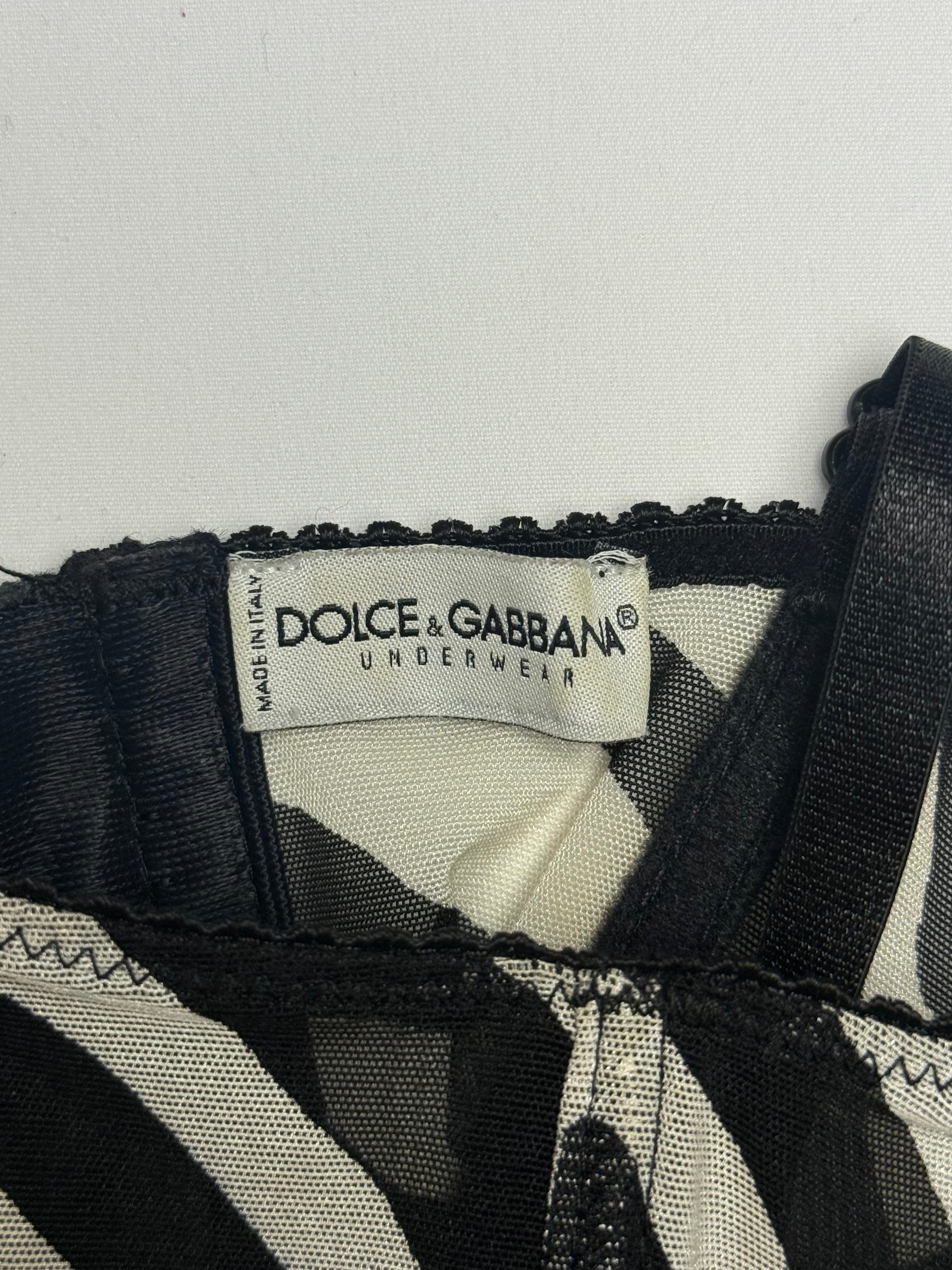 Dolce & Gabbana 2000s Sheer Zebra Print Corset Top - S/M