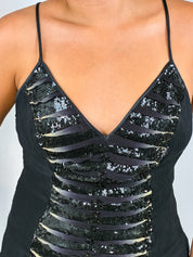 Just Cavalli 2000s Black Tiger Sequin Panel Cami - S/M