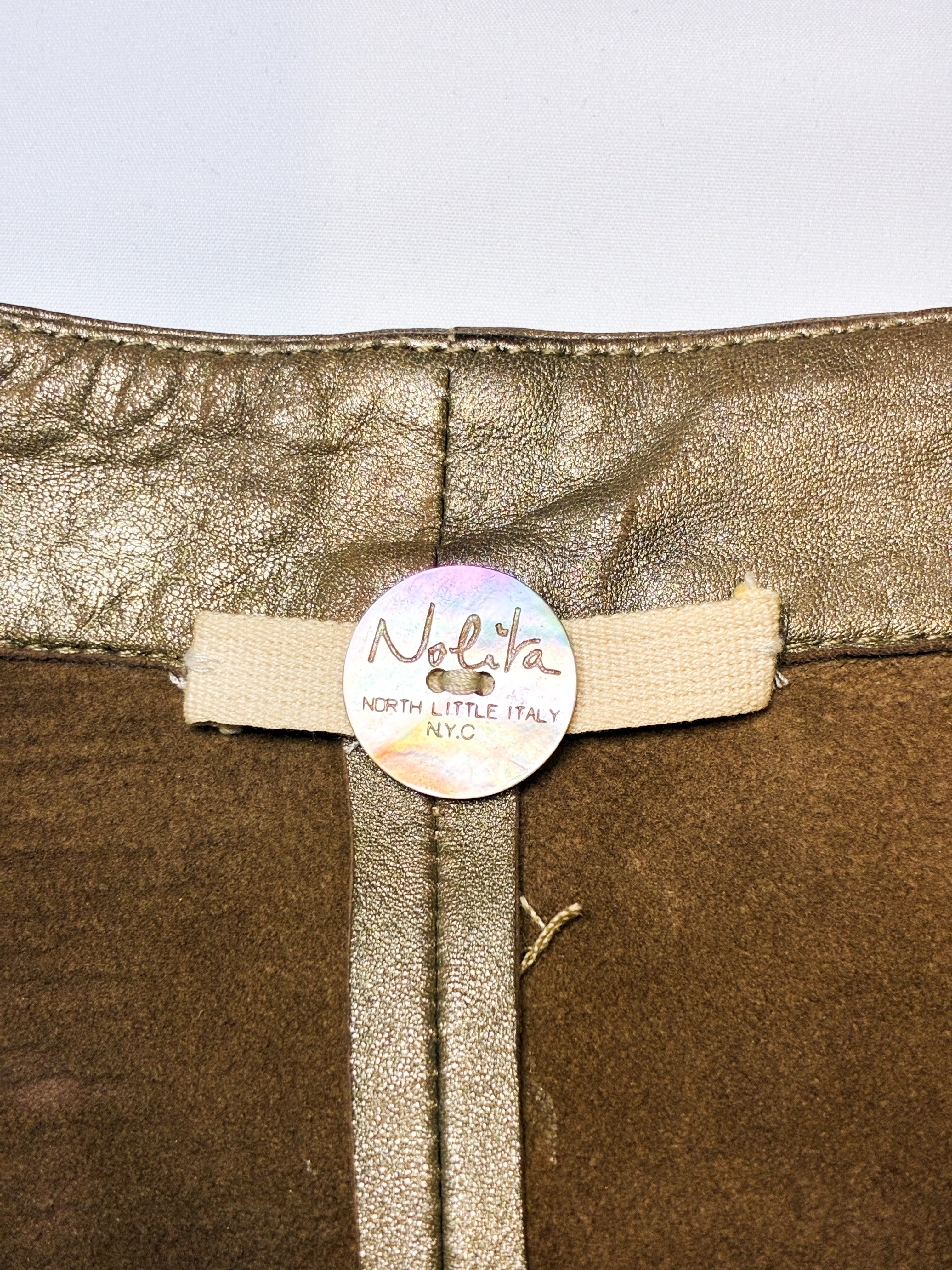Nolita 2000s Light Tan Studded Leather Jacket with Dragon Appliqué - S