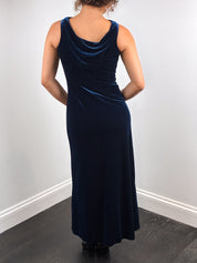 Nicole Miller 1990s Navy Stretch Velvet Cowl Back Petite Gown - XXS