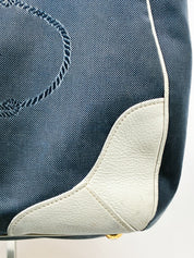 Prada 2000s Navy Denim Jacquard Logo Shoulder Bag