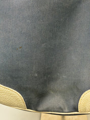 Prada 2000s Navy Denim Jacquard Logo Shoulder Bag