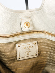 Prada 2000s Navy Denim Jacquard Logo Shoulder Bag
