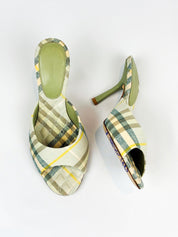 Burberry 2024 Sage Green Mews Check Slide Sandals - EU 37