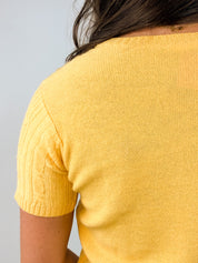 Chloé Yellow Cable Knit Short Sleeve Sweater - S/M