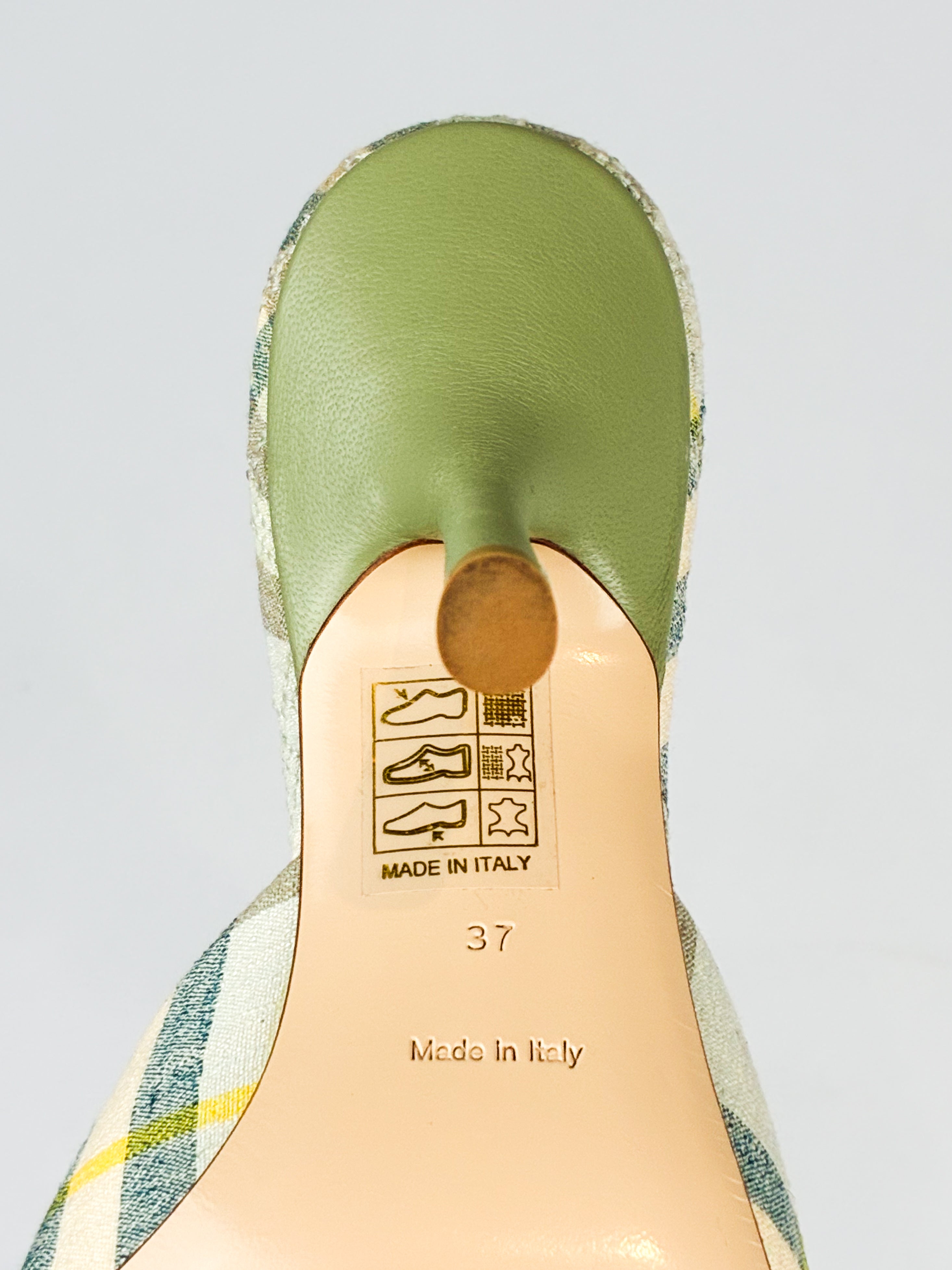 Burberry 2024 Sage Green Mews Check Slide Sandals - EU 37