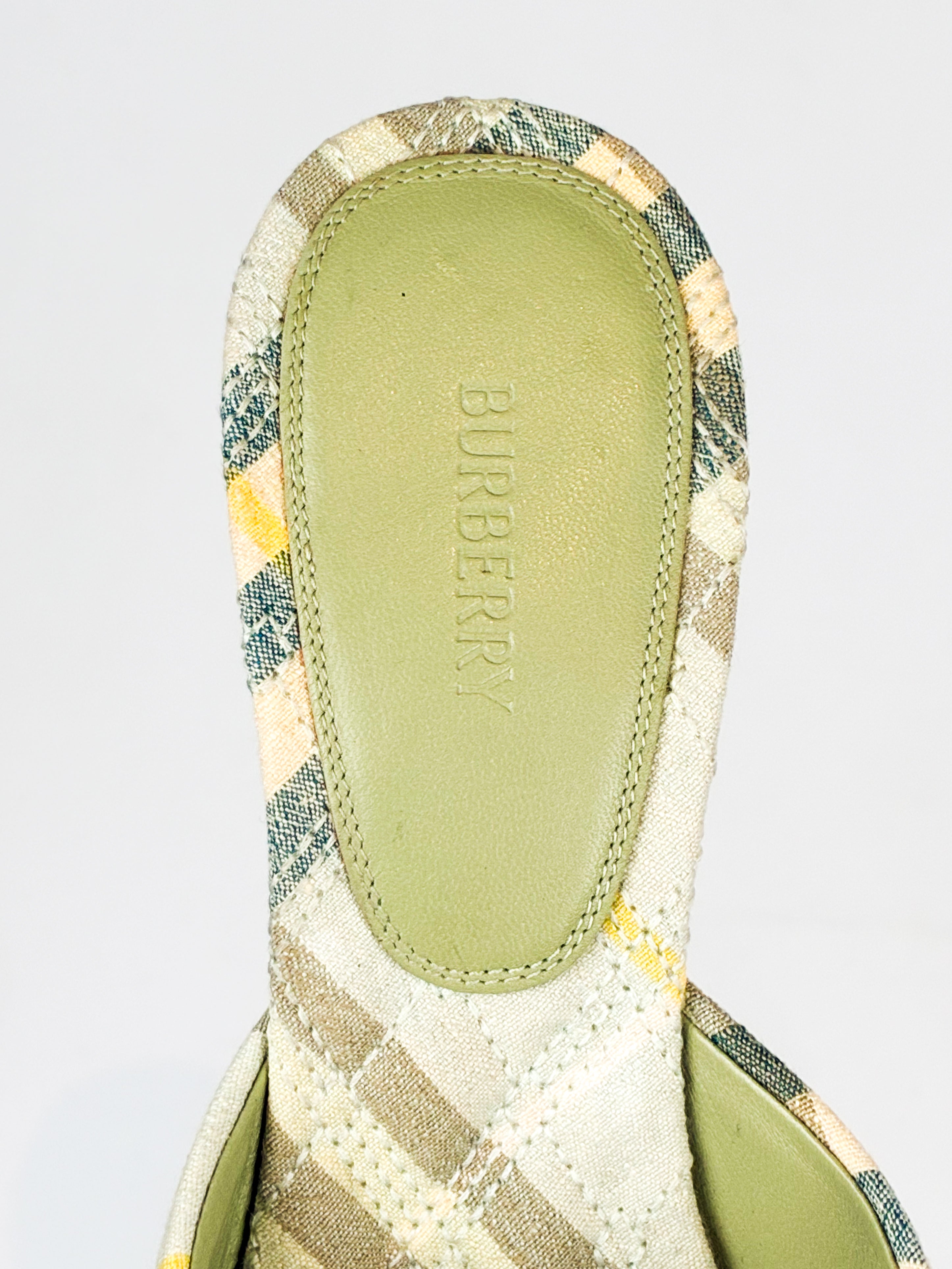 Burberry 2024 Sage Green Mews Check Slide Sandals - EU 37
