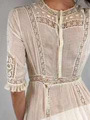 Antique Edwardian Cream Lace Tea Dress - XS