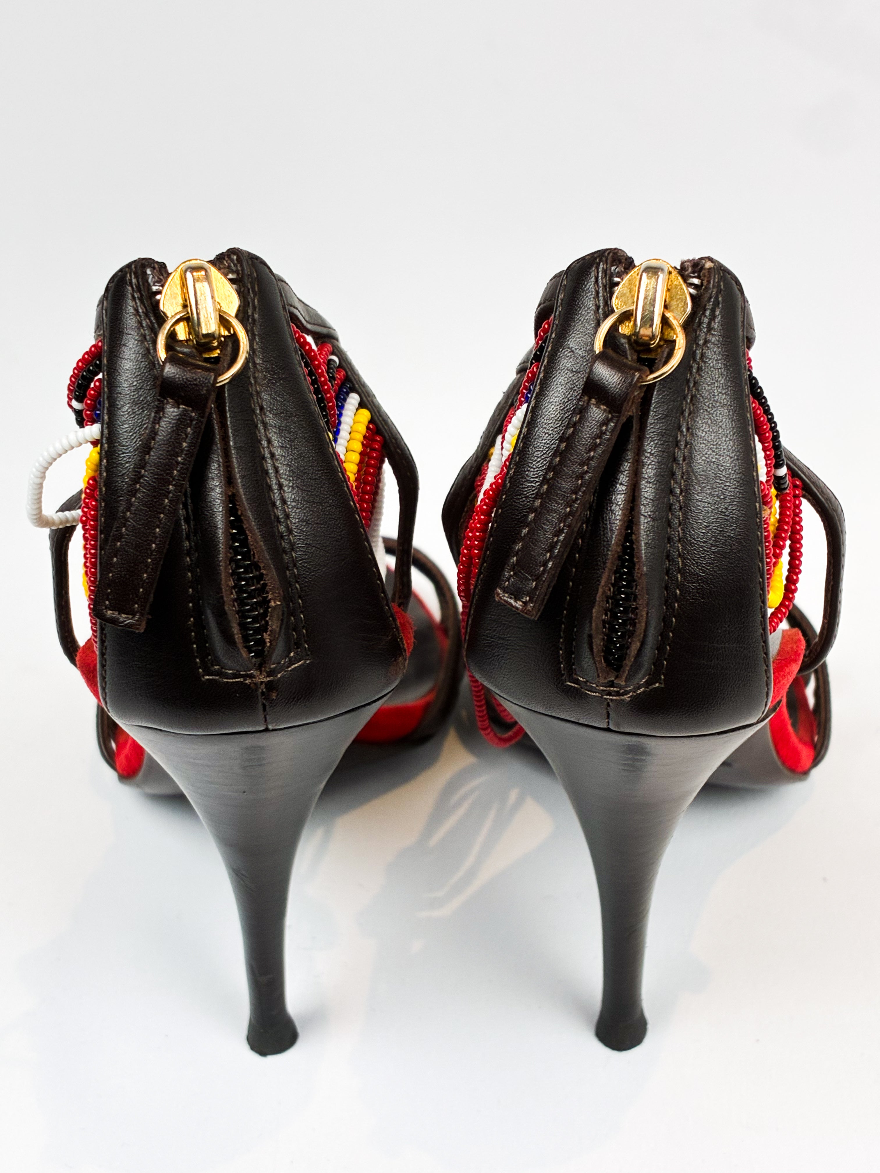 Vicini by Giuseppe Zanotti 2000s Multicolor Beaded Cage Sandals - EU 37