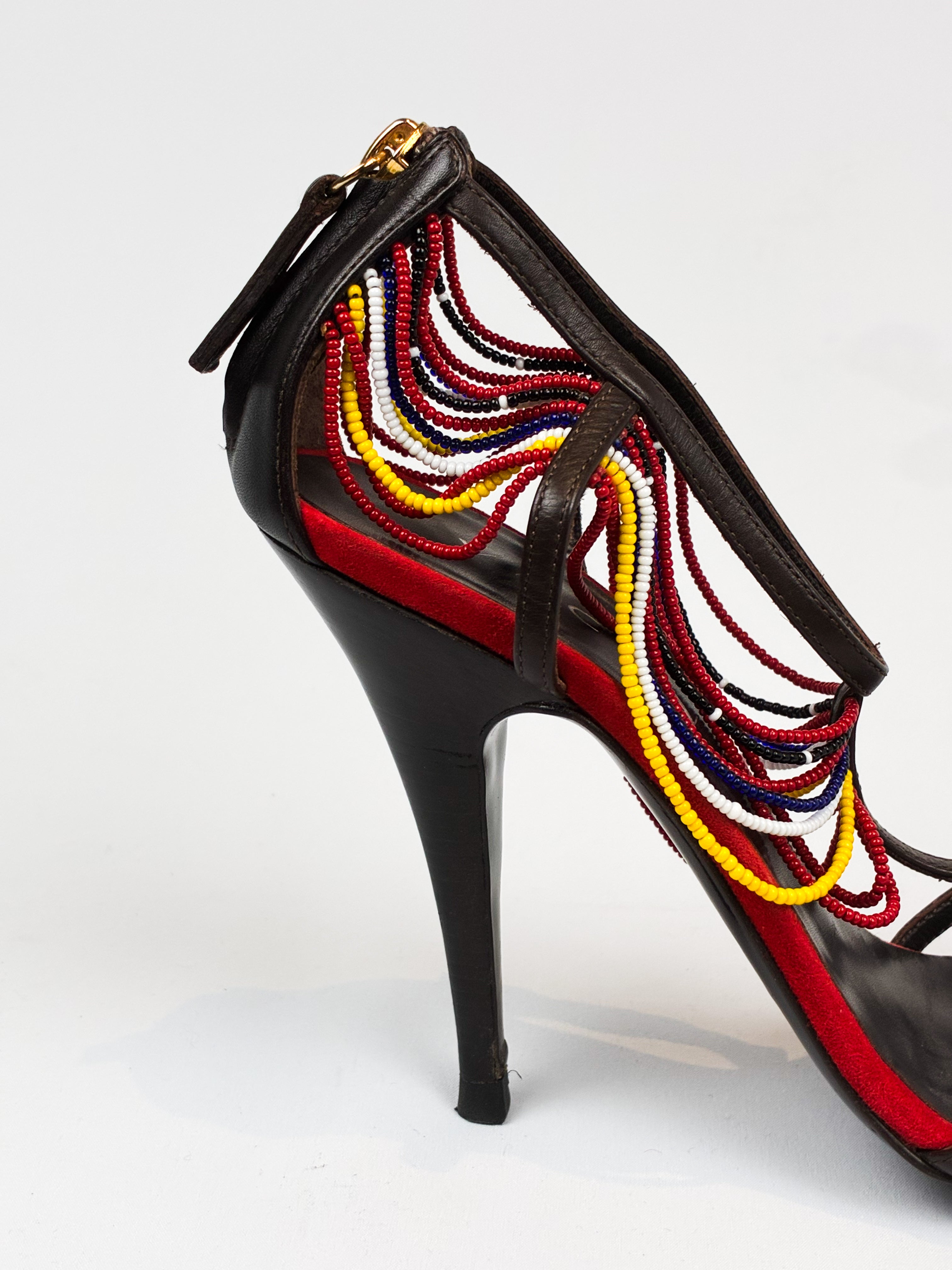 Vicini by Giuseppe Zanotti 2000s Multicolor Beaded Cage Sandals - EU 37