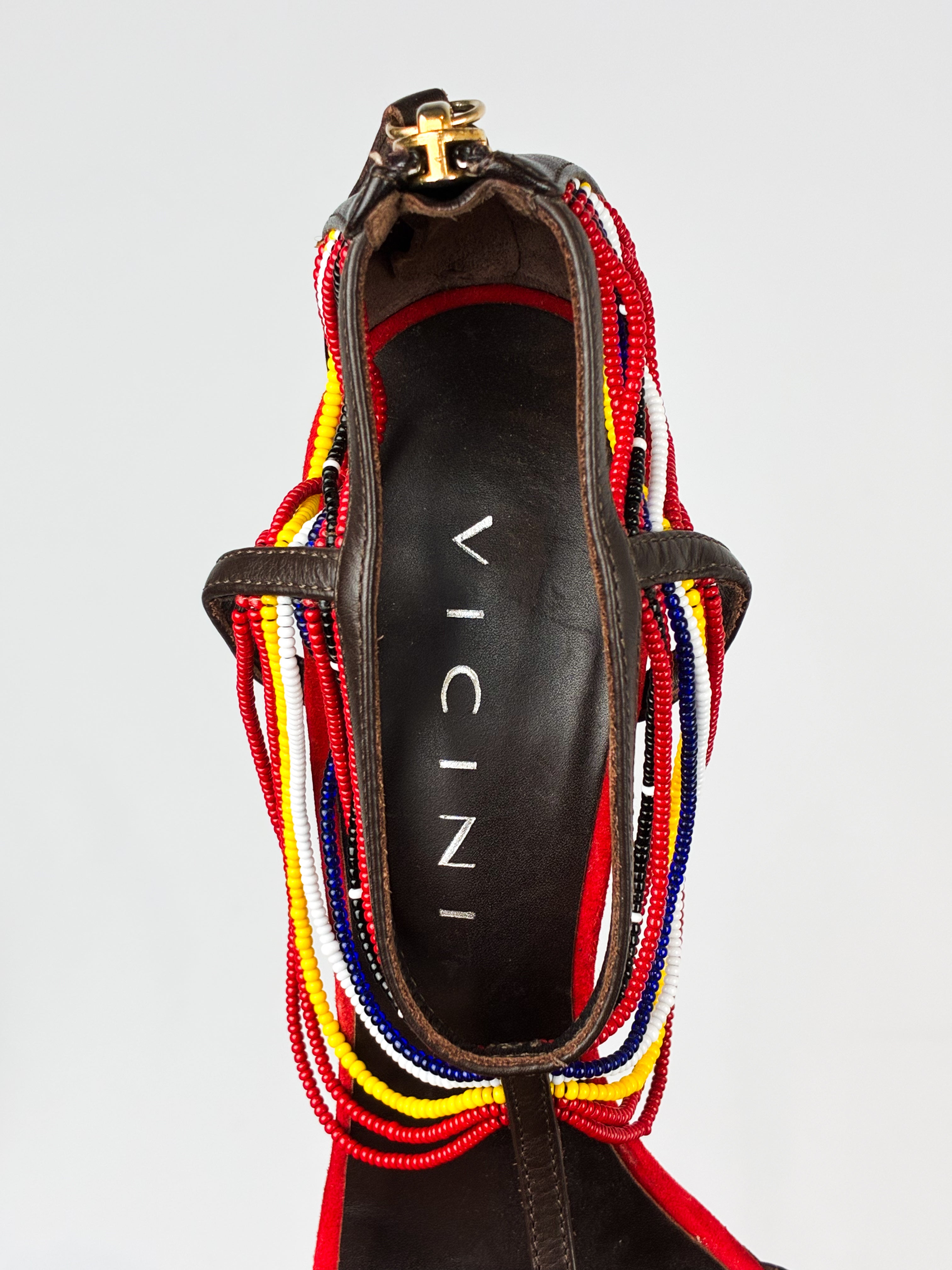 Vicini by Giuseppe Zanotti 2000s Multicolor Beaded Cage Sandals - EU 37