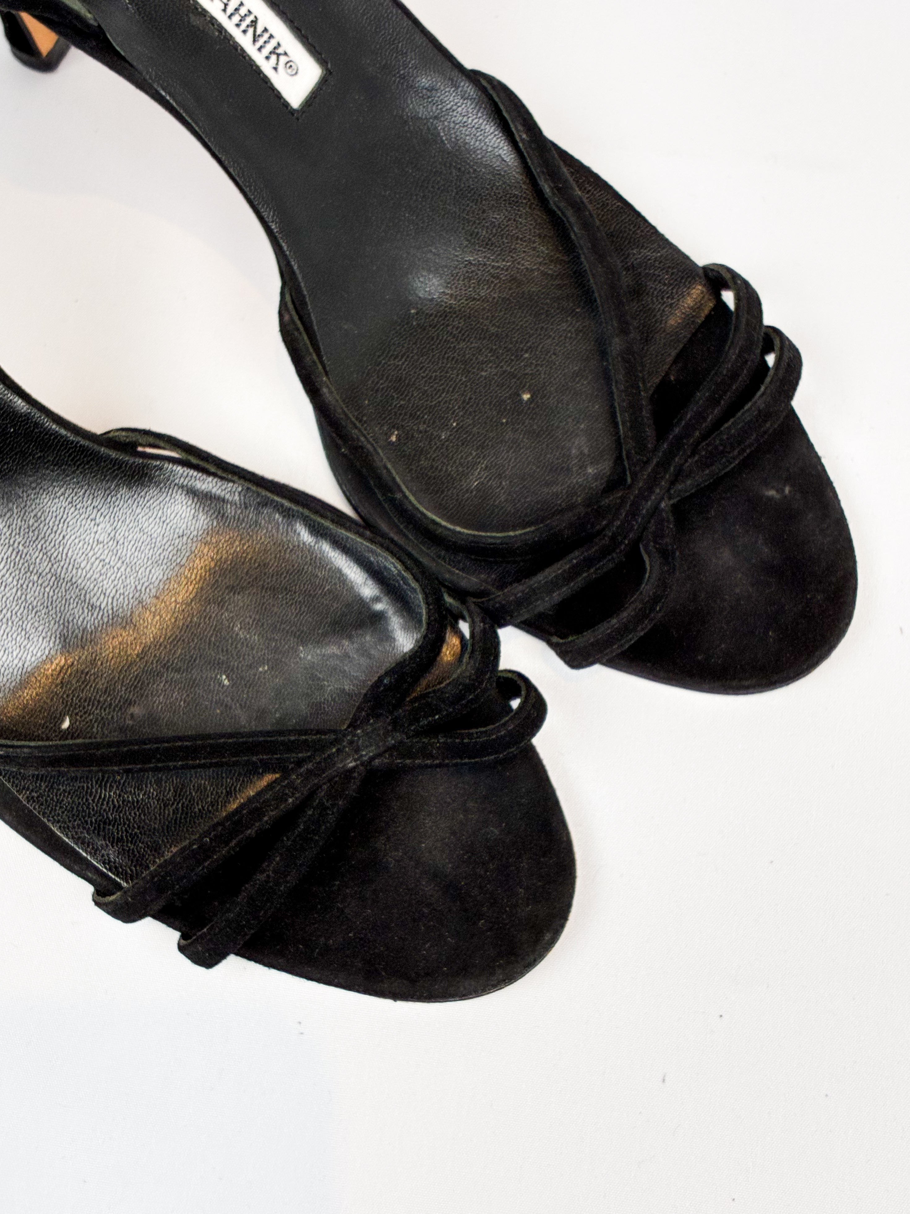 Manolo Blahnik 2000s Black Strappy Slingback Sandals - EU 40.5