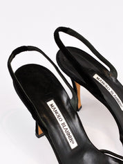 Manolo Blahnik 2000s Black Strappy Slingback Sandals - EU 40.5