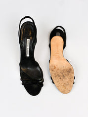Manolo Blahnik 2000s Black Strappy Slingback Sandals - EU 40.5