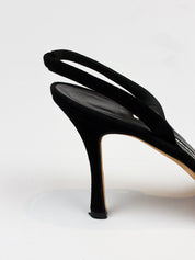 Manolo Blahnik 2000s Black Strappy Slingback Sandals - EU 40.5