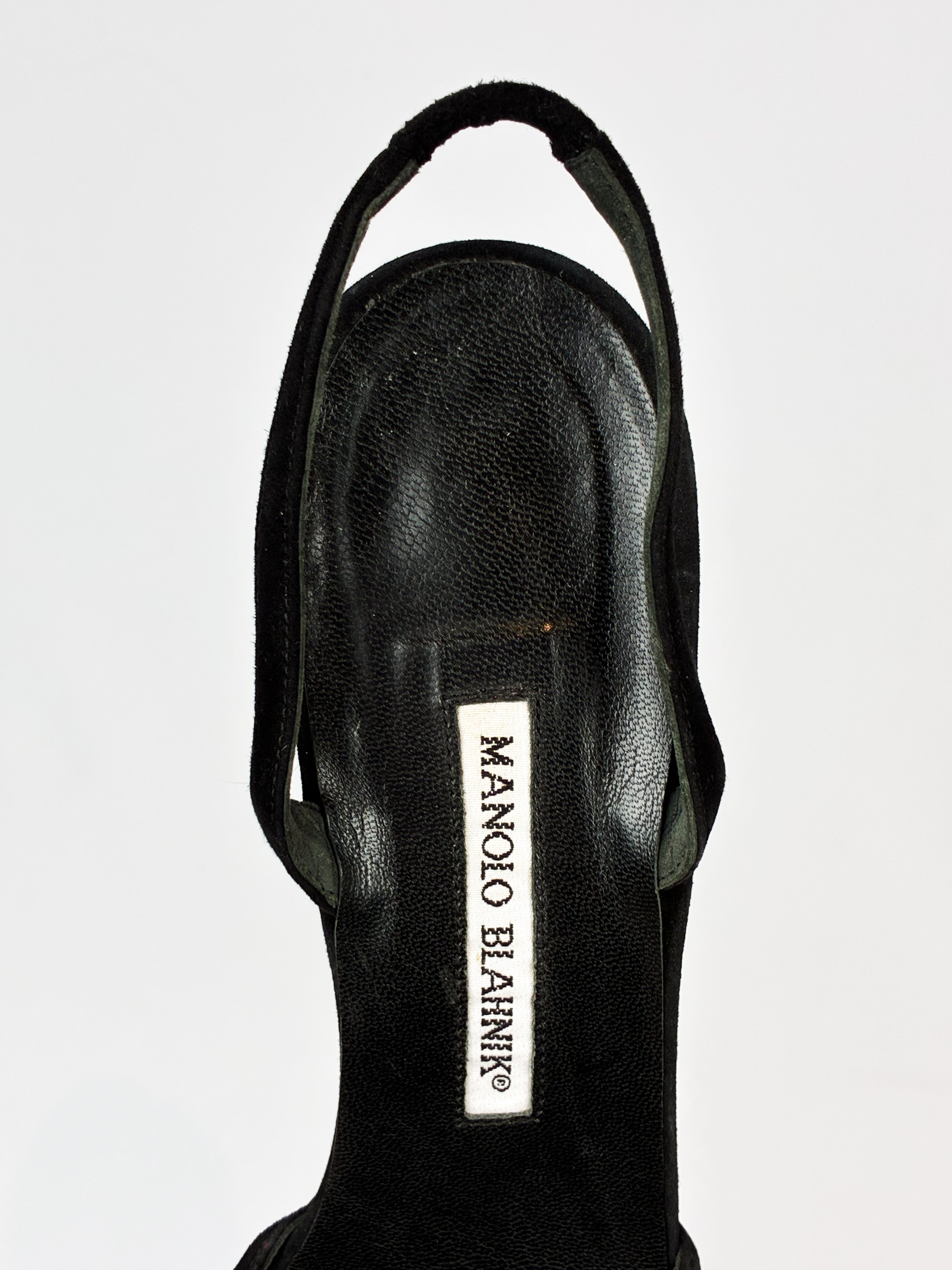 Manolo Blahnik 2000s Black Strappy Slingback Sandals - EU 40.5