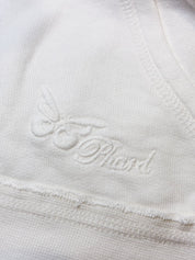 Phard 2000s Cream Deep V Raw Edge Zip Hoodie - M/L