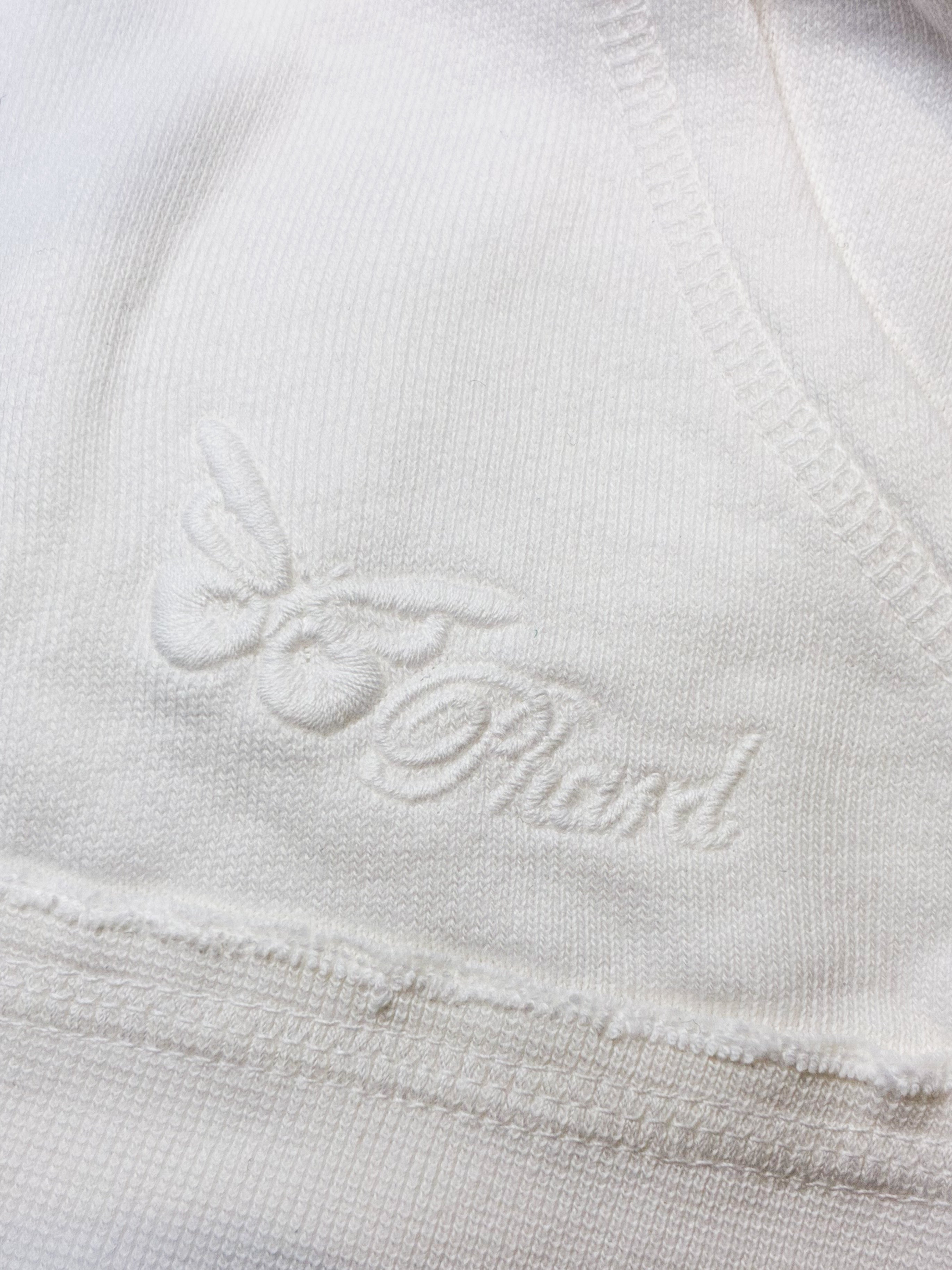 Phard 2000s Cream Deep V Raw Edge Zip Hoodie - M/L