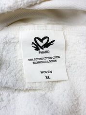 Phard 2000s Cream Deep V Raw Edge Zip Hoodie - M/L