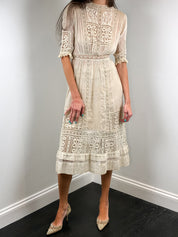 Antique Edwardian Cream Lace Tea Dress - XS