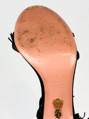 Aquazzura 2010s Wild Fringe Black Suede Sandals - EU 41