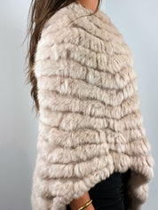 Luca Giordani 2000s Beige Rabbit Fur Knit Poncho - OS