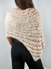 Luca Giordani 2000s Beige Rabbit Fur Knit Poncho - OS
