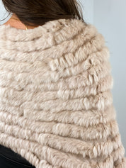 Luca Giordani 2000s Beige Rabbit Fur Knit Poncho - OS