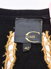 Just Cavalli 1990s Black Gold Barbed Wire Cutwork Cardigan & Tank Set - S/M