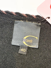 Just Cavalli 1990s Black Gold Barbed Wire Cutwork Cardigan & Tank Set - S/M