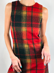Desigual Red Plaid Fringe Hem Sleeveless Mini Dress - S/M