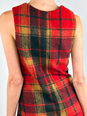 Desigual Red Plaid Fringe Hem Sleeveless Mini Dress - S/M