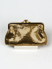 2000s Gold Metal Mesh Kiss-Lock Mini Clutch