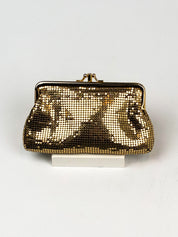2000s Gold Metal Mesh Kiss-Lock Mini Clutch