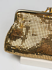 2000s Gold Metal Mesh Kiss-Lock Mini Clutch