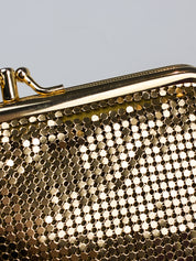 2000s Gold Metal Mesh Kiss-Lock Mini Clutch